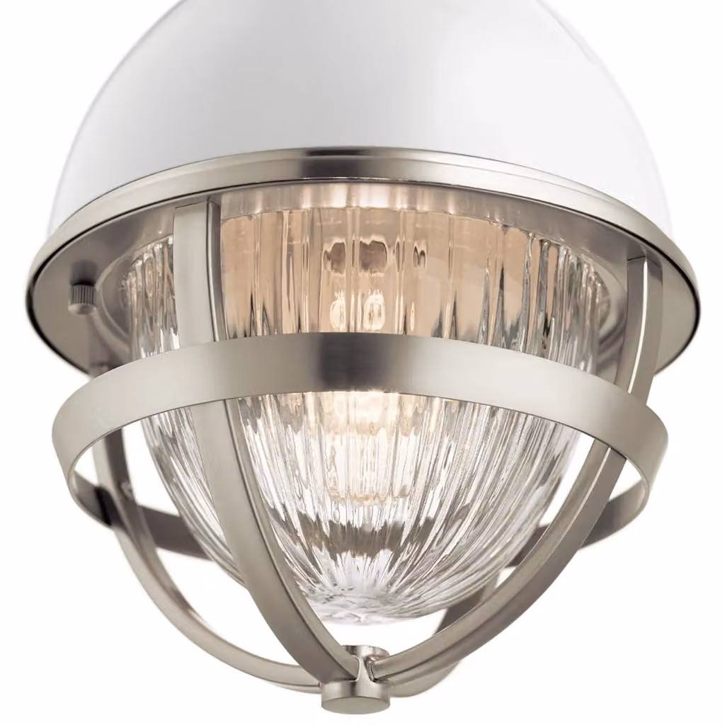 Lampada a sospensione moderna Tollis in metallo e vetro bianco e argento con 1 luce E27 – 2