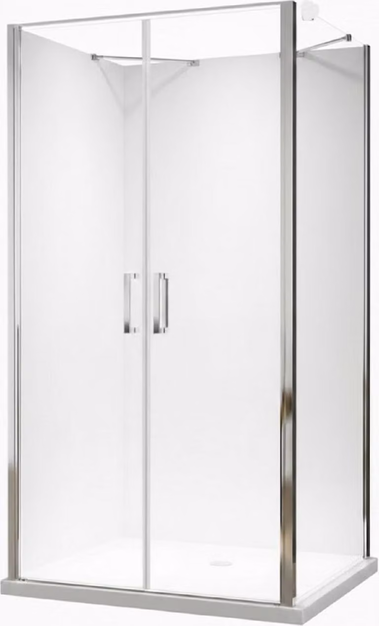 Glaswerk Westfalen - Cabina doccia angolare, 90x90x90x195 cm, vetro trasparente + piatto doccia