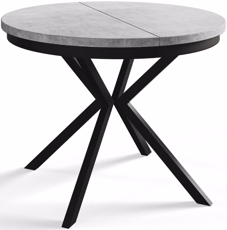 Alpi Moebel, Tavolo da Pranzo Rotondo, Tavolo da Cucina Allungabile, Diamentro: 120-200 cm, Gambe in metallo Nere, Grigio Chiaro, Collezione Bergo