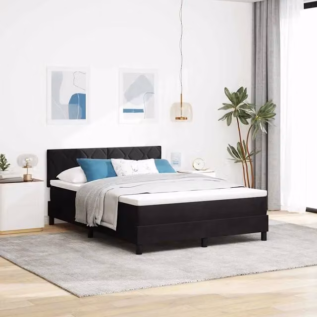 Letto a molle con illuminazione LED vidaXL in velluto nero L/P: 160 x 200 cm