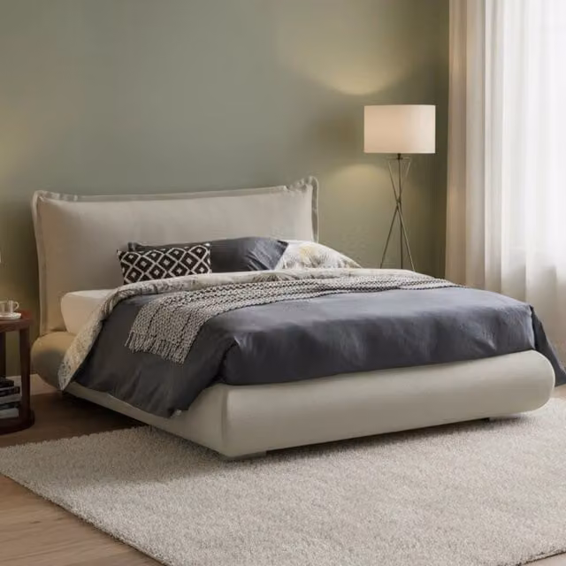 Letto Matrimoniale Geras Talamo Italia con Contenitore a Alzata, Beige, L/P: 160 x 190 cm