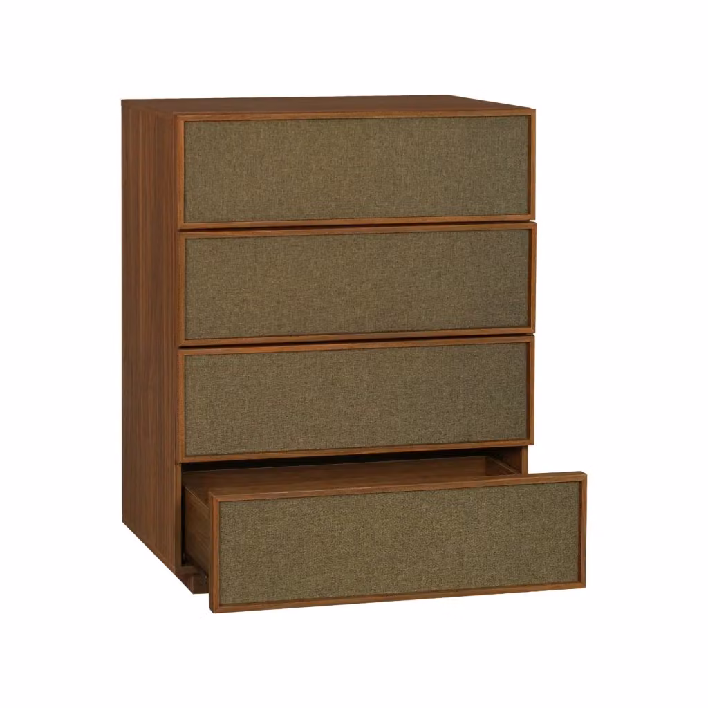 Cassettiera mid-century SWEEEK in legno e plastica, colore marrone – 2