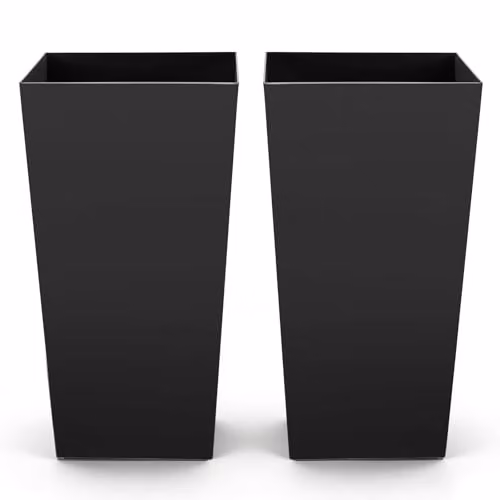 VEVOR Set di Fioriera per Piante Fiori da Interno Esterno Altezza 75 cm 2 pezzi, Fioriera Decorativa per Ingresso Cortile Balcone Portico Giardino con Fiori di Drenaggio Forma Conica Quadrata, Nero