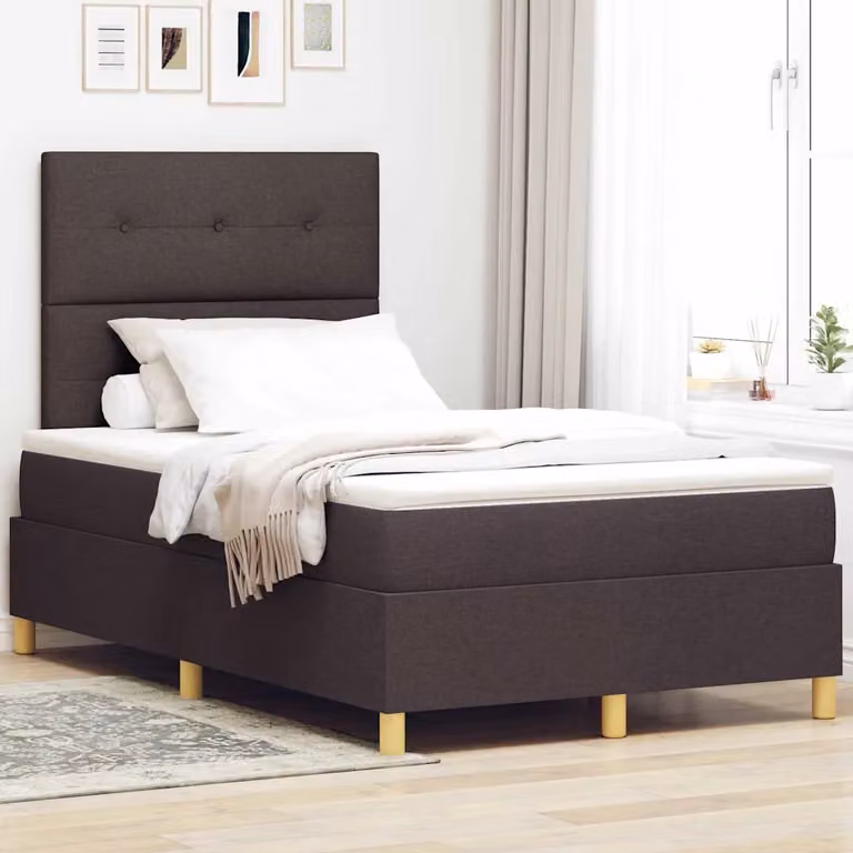 Letto a molla con illuminazione LED vidaXL in tessuto marrone, L 120 x P 200 cm