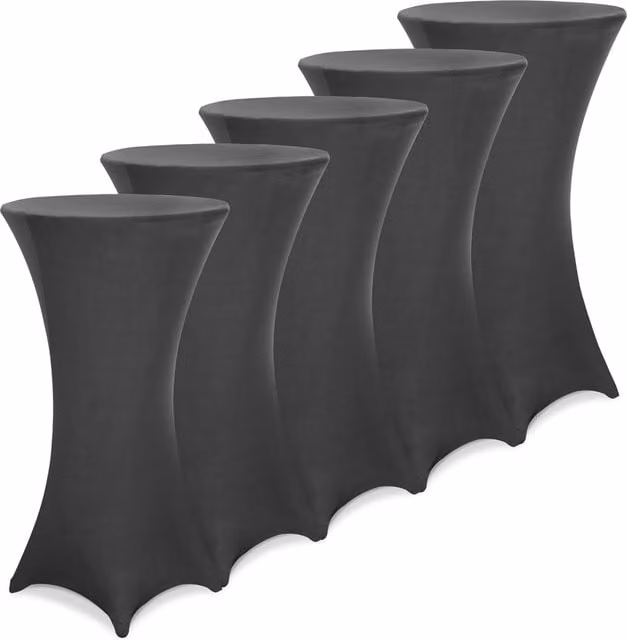 Set di 5 copri tavolo bar Detex in poliestere ed elastane, colore antracite, Ø 70 cm