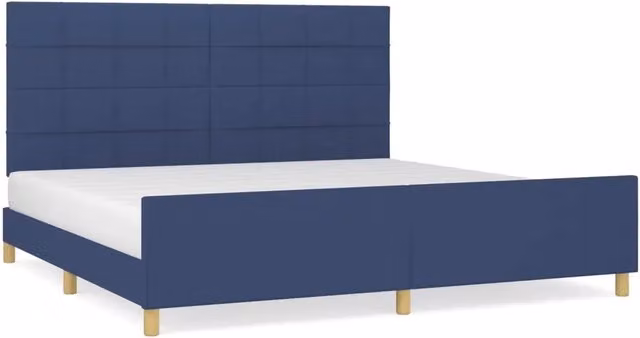 Letto matrimoniale | Letto per adulti | Giroletto senza Materasso Blu 200x200 cm in Tessuto