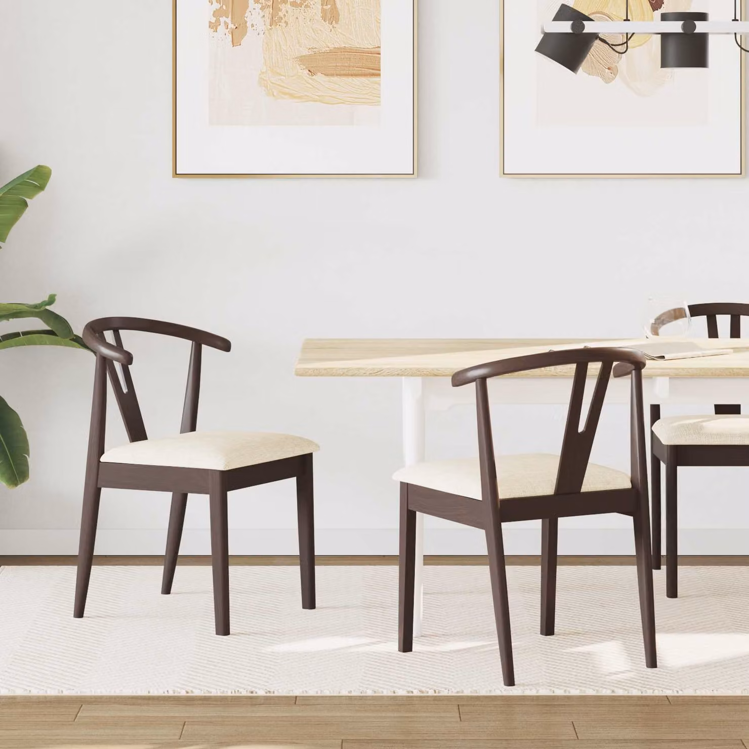 Set di 2 sedie da pranzo vidaXL in legno di gomma marrone con braccioli L/P/H: 50,5 x 61 x 80,5 cm – 1
