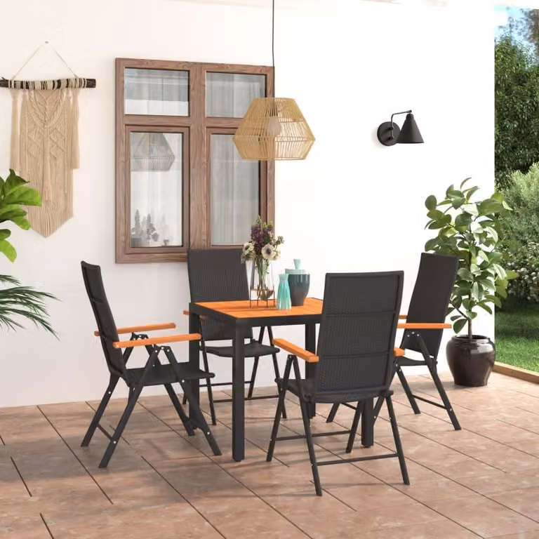 Maison Exclusive - Set da pranzo da giardino a 5 pezzi, nero e marrone
