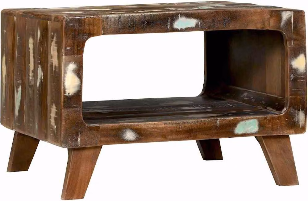 Tavolino da salotto 50 x 50 x 35 cm Legno Recuperato Massello