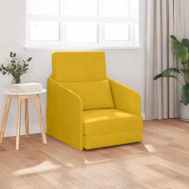Divano letto moderno vidaXL in velluto giallo con funzione letto, L/P/H: 65 x 80 x 83 cm