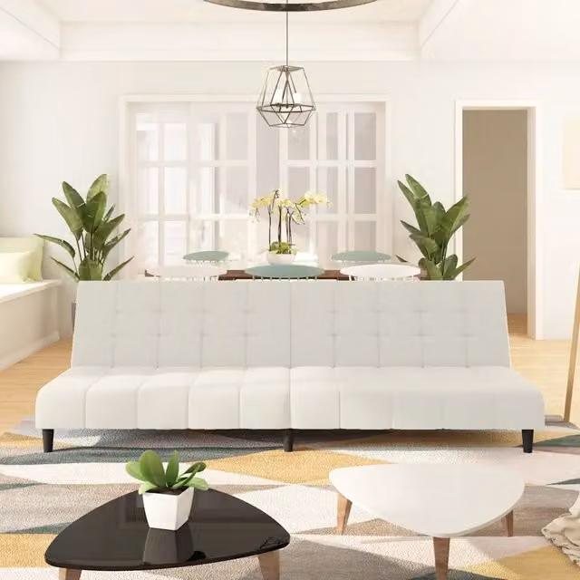 Divano Letto Click Clack vidaXL in Velluto Beige con Struttura in Legno Solido e Poggiatesta Regolabile, L/P/H: 200 x 140 x 84,5 cm