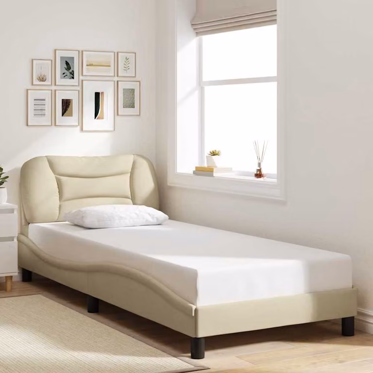 Giroletto senza materasso vidaXL Hvar color beige in tessuto e legno, L 200 x L 80 cm