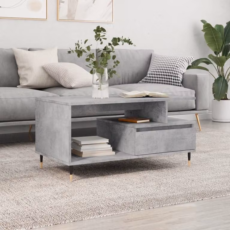 Maison Exclusive - Tavolino grigio cemento 90x49x45 cm Materiale ligneo