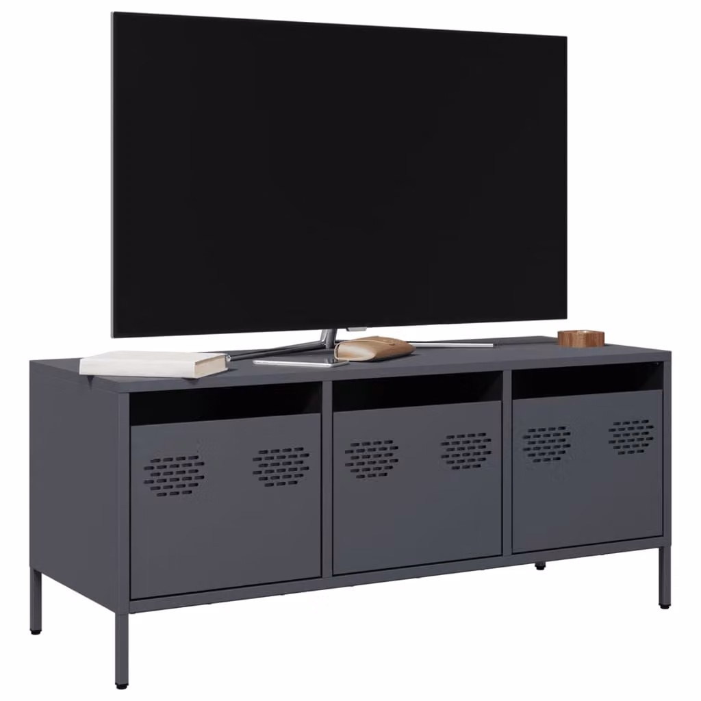 Mobile TV vidaXL in metallo color antracite L/P/H: 101,5 x 39 x 43,5 cm