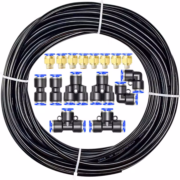 Set di tubi in poliuretano, lunghezza 10 metri, diametro esterno 6 mm, diametro interno 4 mm, con 14 connettori