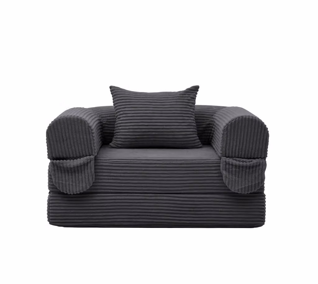 Poltrona letto convertibile 2 in 1 Chicfurn in tessuto corda grigio con braccioli e imbottitura in schiuma – 2
