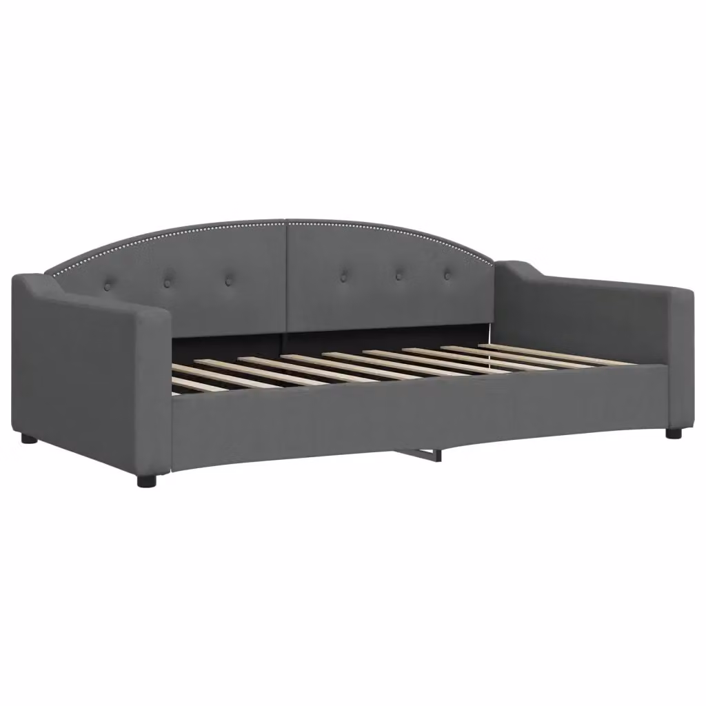 Letto da giorno moderno vidaXL in tessuto grigio con struttura imbottita e braccioli – 2