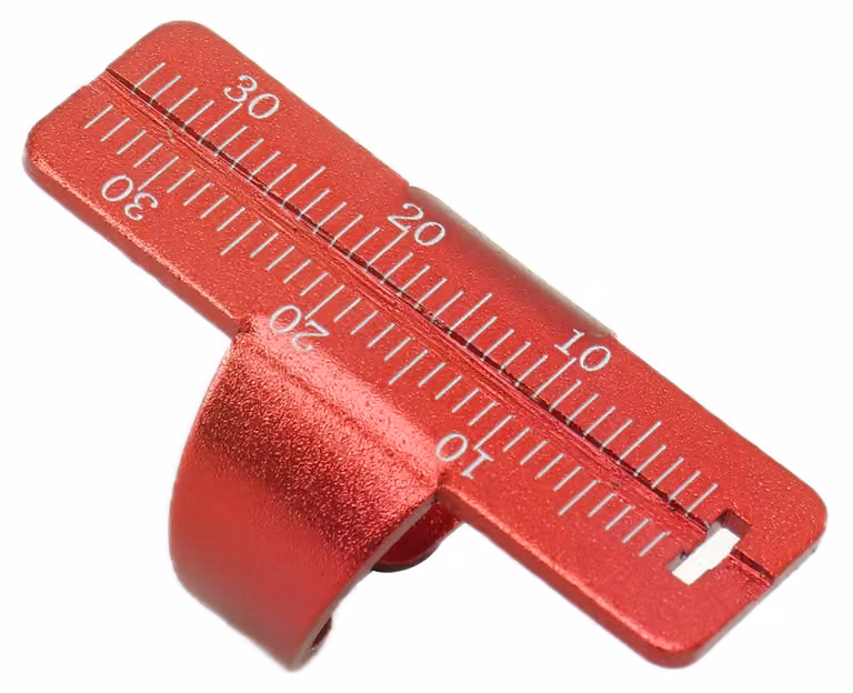 Misuratore orale lineare in alluminio per endodonzia, modello ad anello. Strumenti dentali. Rosso