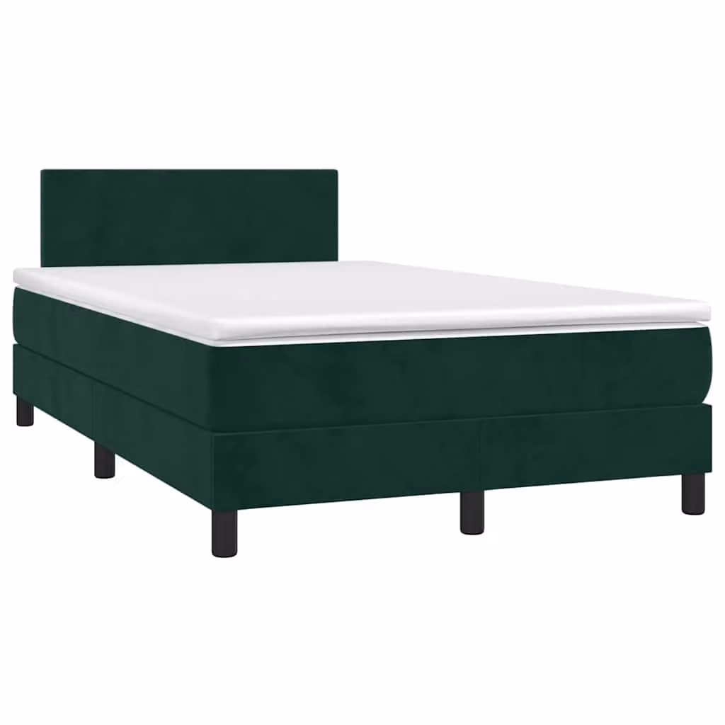 Letto Ibrido con Materasso e LED vidaXL in Velluto Verde, L/P/H: 120 x 200 x 78 cm – 1