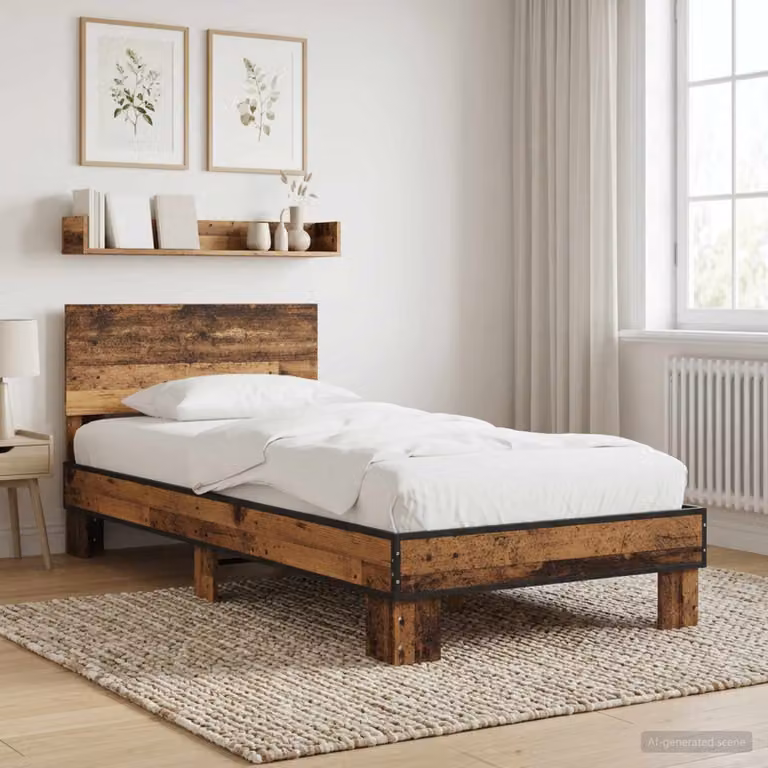 Struttura letto con testata in legno color marrone vidaXL L: 80 cm, P: 200 cm, H: 83 cm