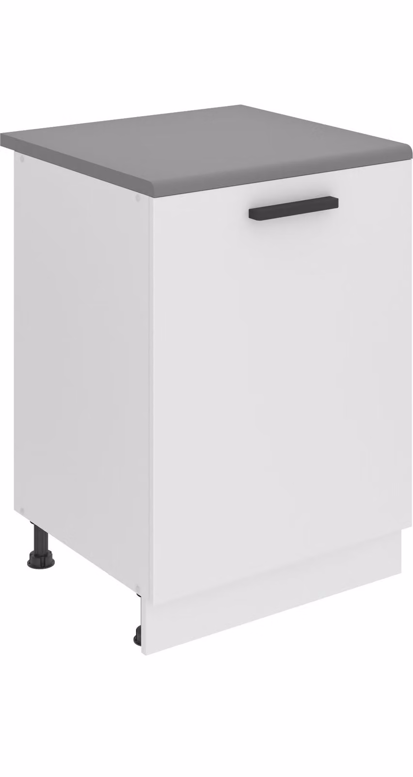 Base da cucina Belini, base da cucina larga 60 cm. Base per cucina SD con piano di lavoro. Mobile da cucina a 1 anta, bianco opaco