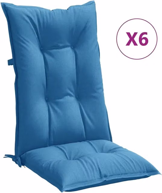 Cuscini per Sedia Schiena Alta M¨¦lange Blu in Tessuto di Poliestere L: 120 cm, P: 50 cm, H: 7 cm