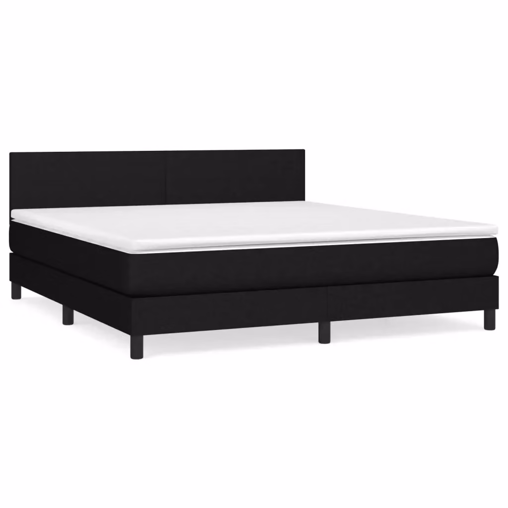 Letto Ibrido vidaXL con Giroletto a Molle e Materasso in Tessuto Nero e Bianco L/P: 180 x 200 cm – 2