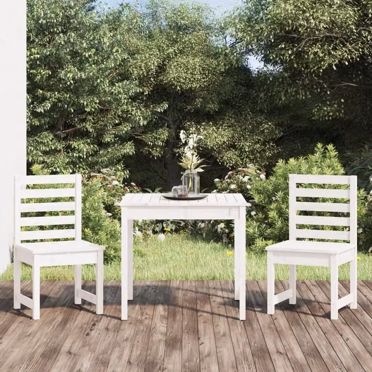 Maison Exclusive - Set da Bistrot da Giardino 3pz Bianco in Legno Massello di Pino