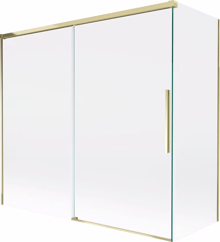 Mexen Rox paravento per vasca da bagno a 2 ante scorrevoli 170 + 70 x 150 cm, trasparente, dorato - 8C9-170-070-50-00