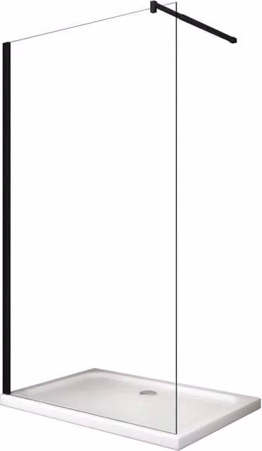 Moderna Parete Doccia Walk-in 8mm con telaio e braccio Nero, Easy-Clean H 200 cm - 108-110