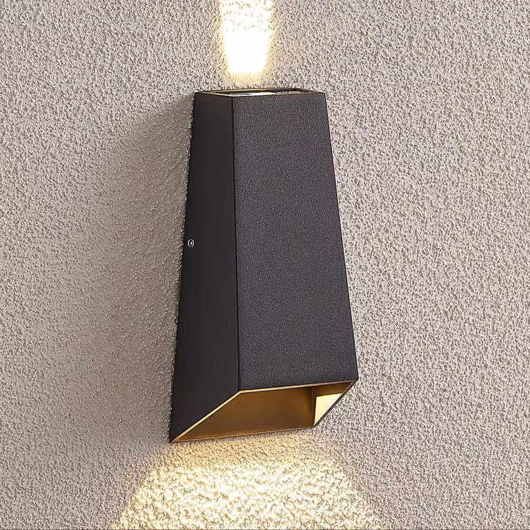 Applique da esterni a LED Dagur Lucande, Nero, Alluminio, Moderno, Applique LED da esterni