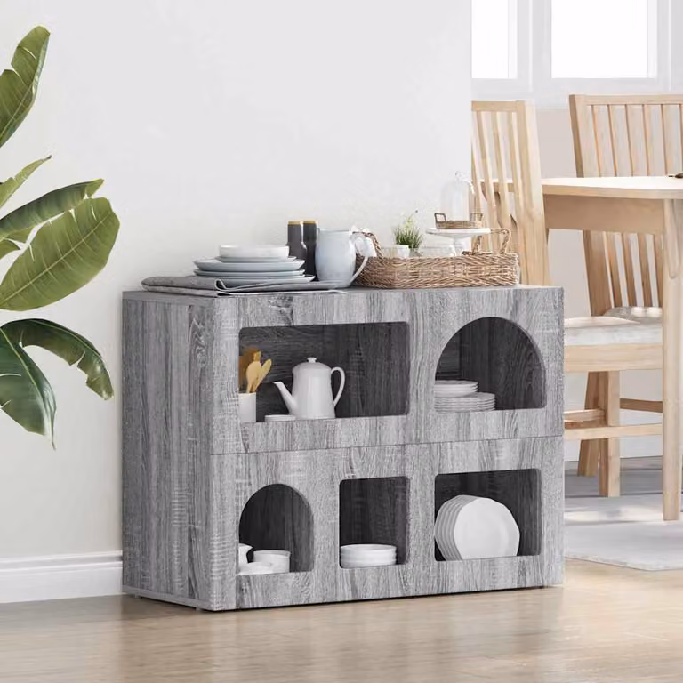 Credenza moderna vidaXL ELST in finitura Sonoma grigio L: 80.5 cm, P: 35 cm, H: 59 cm