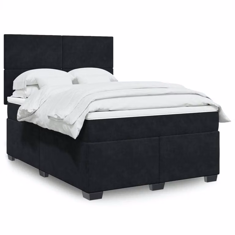 Maison Exclusive - Giroletto a Molle con Materasso Nero 160x200 cm in Velluto