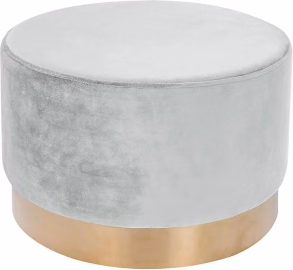 Pouf Rotondo Nano in Velluto Verde e Bianco con Base Oro KENDRA HOME