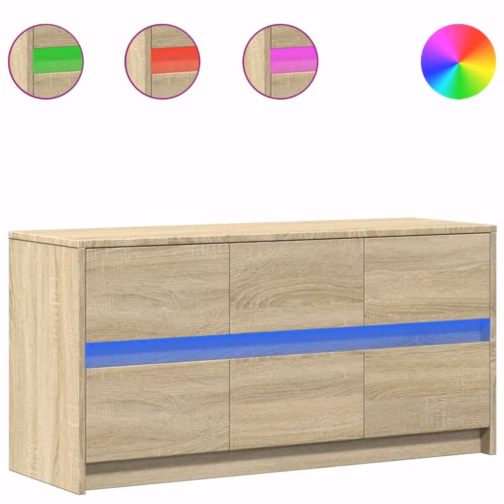 Mobile Porta TV con LED Rovere Sonoma 100x34x50cm in Truciolato