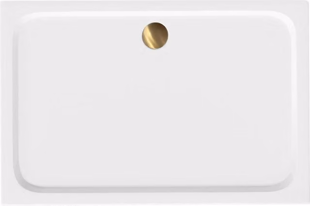 Piatto Doccia Rettangolare d'Angolo in Acrilico Rea Belmond White e Brush Gold L: 100 cm, P: 80 cm