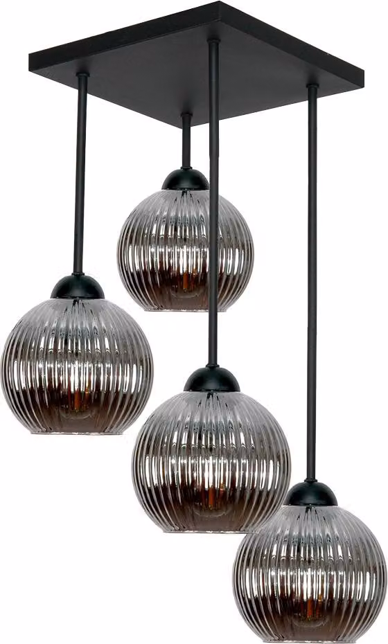 Lampadario Classic Nero, Paralume In Vetro Grafite 15-455 Sonia