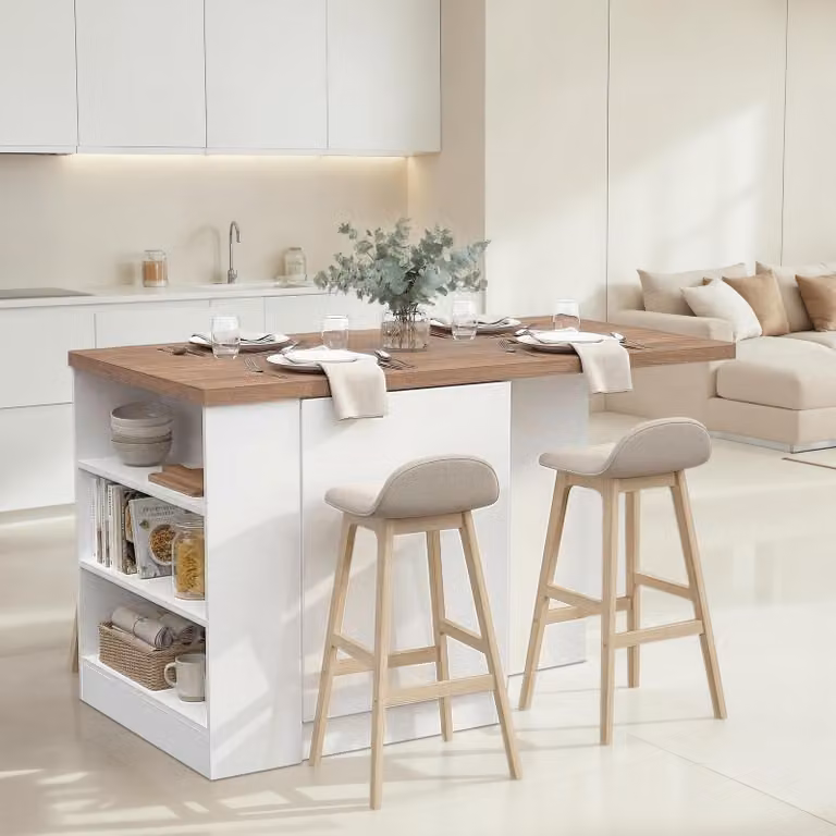 Migabato - Isola da Cucina, 160x80x90h cm Bianco Lucido, un Ripiano  Italy