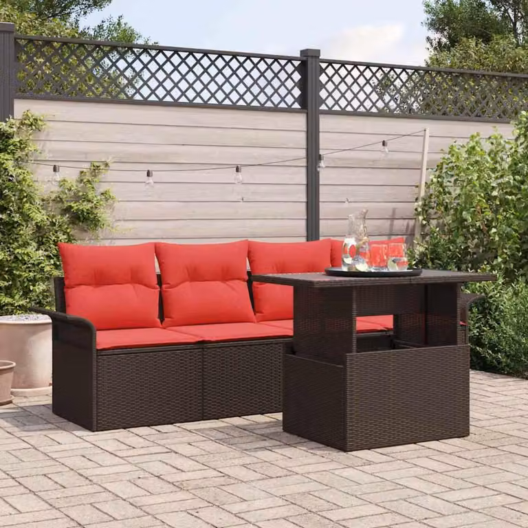 Maison Exclusive - Set da giardino composto da 5 pezzi. Colore: marrone. Materiale: rattan sintetico (poly rattan)