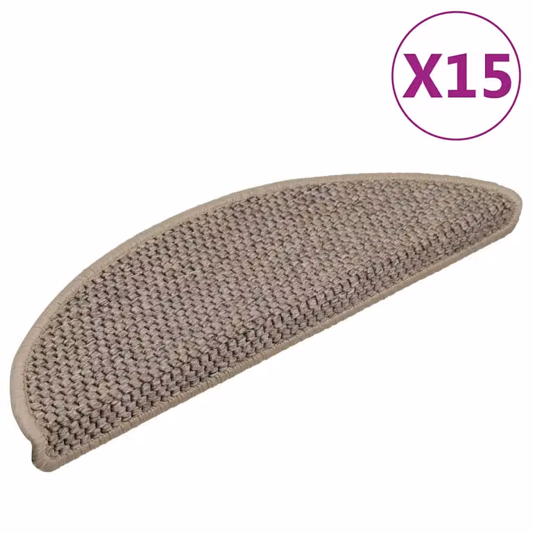 vidaXL Tappeti Adesivi Scale Aspetto Sisal 15 pz 56x17x3cm Beige Scuro