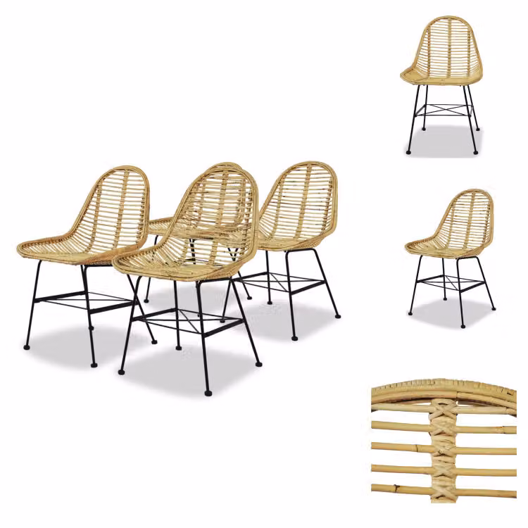 vidaXL Sedie da pranzo 4 pz. Rattan naturale - Sedie da pranzo