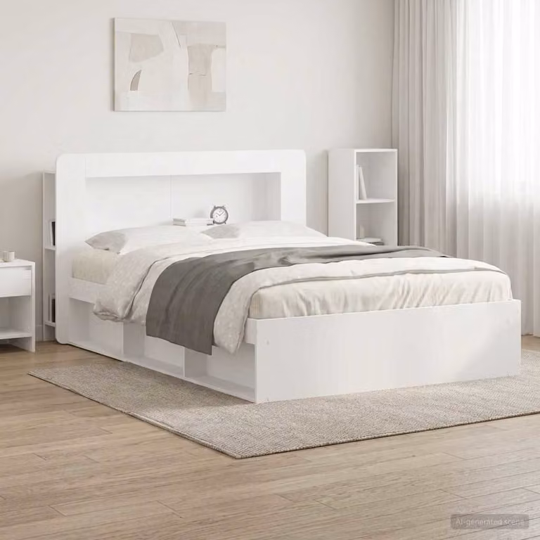 Testata del letto con ripiani integrati vidaXL in legno ingegnerizzato bianco L: 182 cm, H: 100 cm, P: 24,8 cm