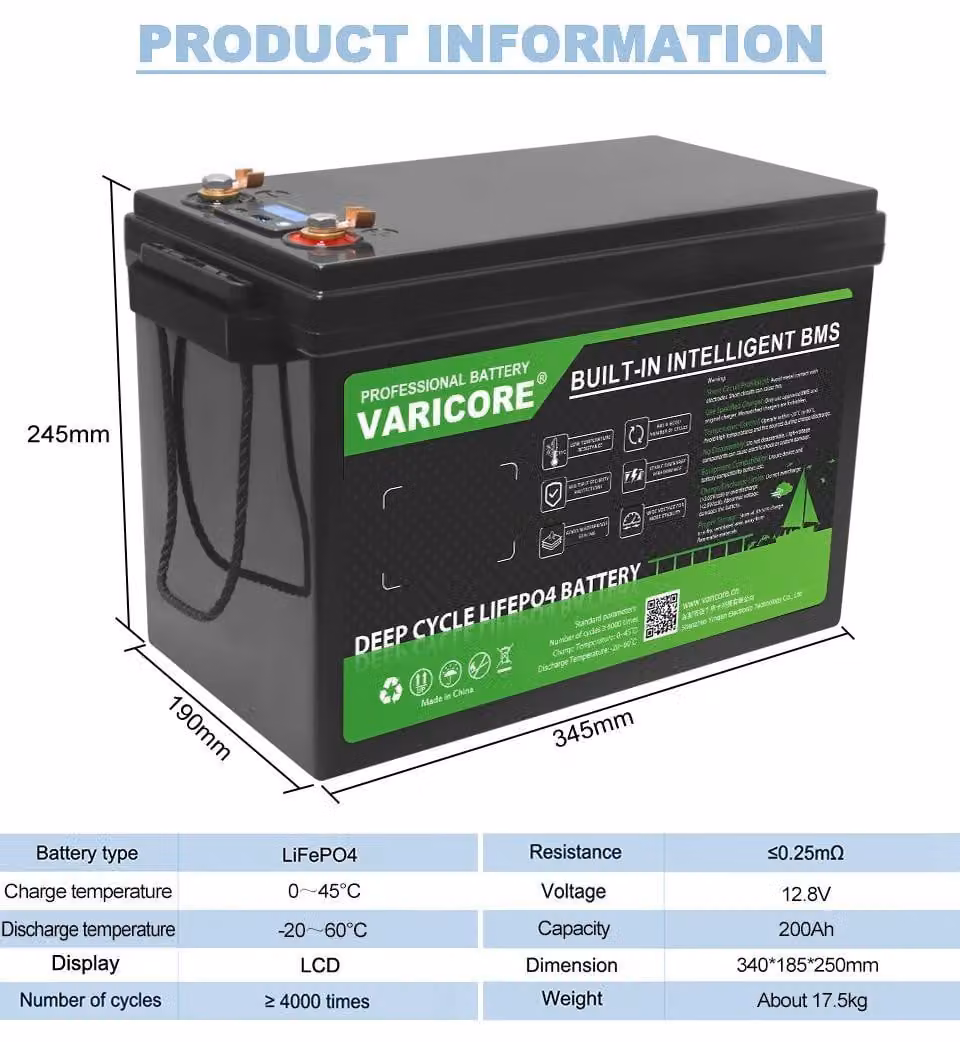 Batteria LiFePO4 12 V 120 Ah - Stazione di alimentazione con inverter - Accumulatore a ciclo profondo - Inverter integrato - Per camper, barche e impianti solari off-grid - Inverter 12 V 120 Ah