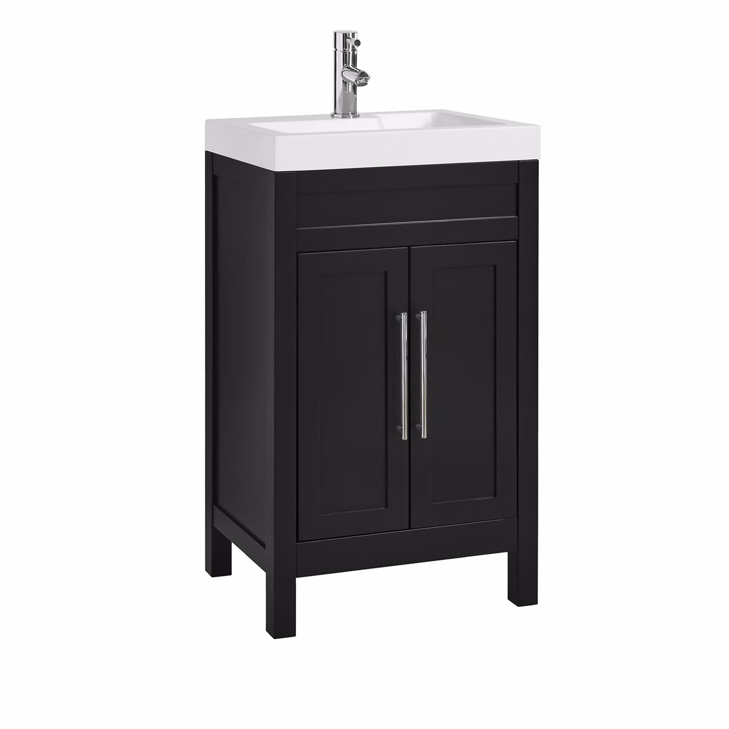 Mobile Bagno Grigio Nero da 500mm con Lavabo e Maniglie Moderne con Barra a T Cromate - Warwick