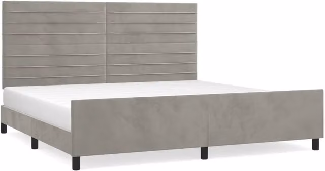 Letto matrimoniale | Letto per adulti | Giroletto senza Materasso Grigio Chiaro 200x200 cm Velluto