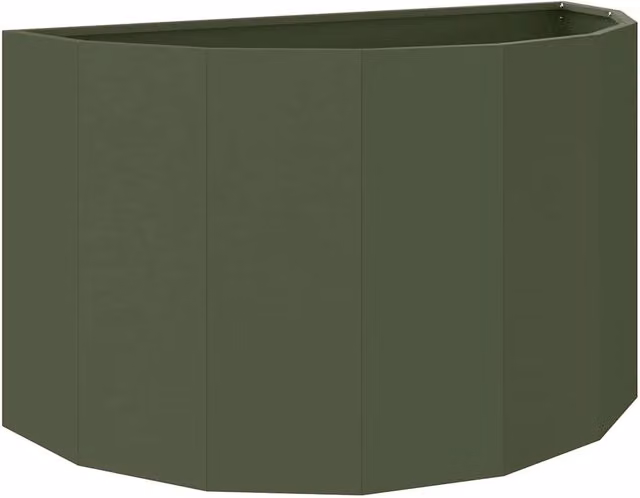 Fioriera semi-tonda moderna da esterno 90 x 45 x 50 cm design contemporaneo in acciaio verde oliva 02_0052953