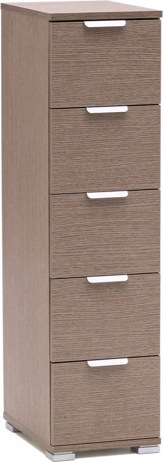 Milani Home - cassettiera 5 cassetti 27 x 38 x 103 cm, rovere grigio, truciolare bilaminato,  Italy