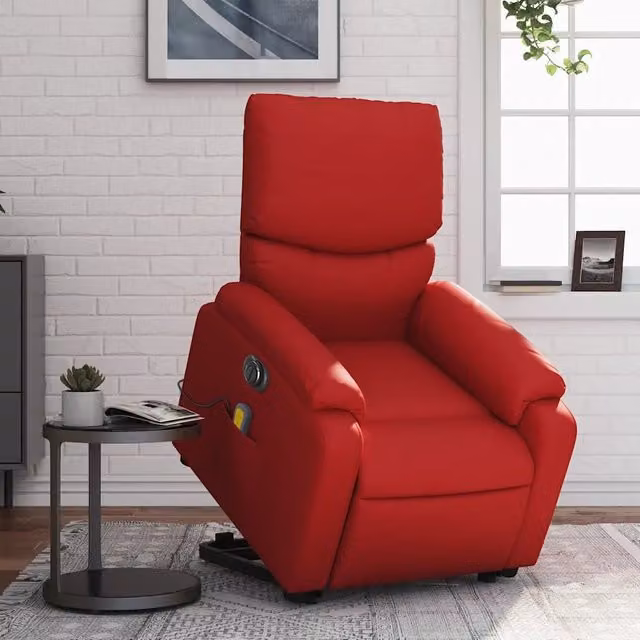 Poltrona Alzapersona Reclinabile Elettrica vidaXL in Similpelle Rossa con Braccioli – 1