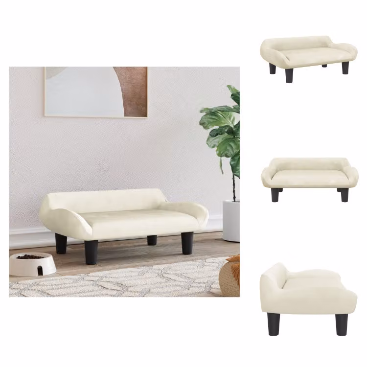 vidaXL Letto per cani Crema 70x40x24 cm in velluto - Letti per cani