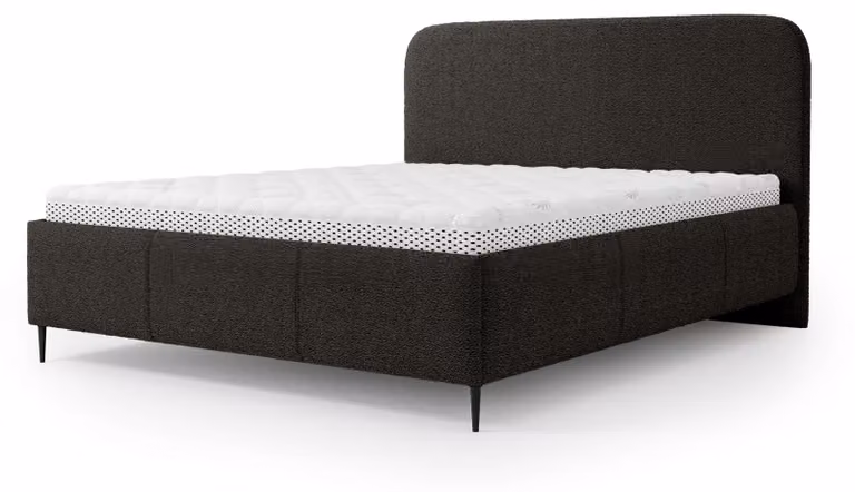 Letto imbottito con contenitore Edi, colore antracite scuro, dimensioni 140 x 200 cm